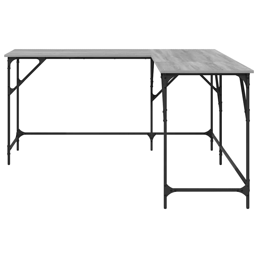 vidaXL Schreibtisch Grau Sonoma 149x149x75 cm Holzwerkstoff