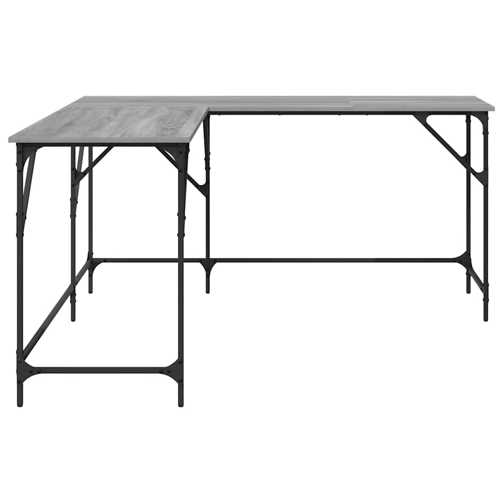 vidaXL Schreibtisch Grau Sonoma 149x149x75 cm Holzwerkstoff