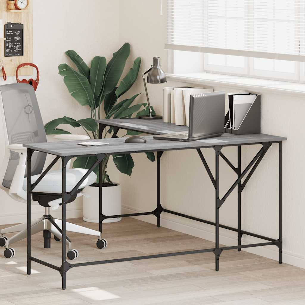 vidaXL Schreibtisch Grau Sonoma 149x149x75 cm Holzwerkstoff