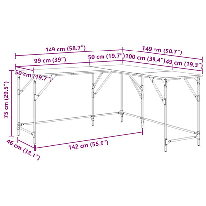 vidaXL Schreibtisch Braun Eichen-Optik 149x149x75 cm Holzwerkstoff