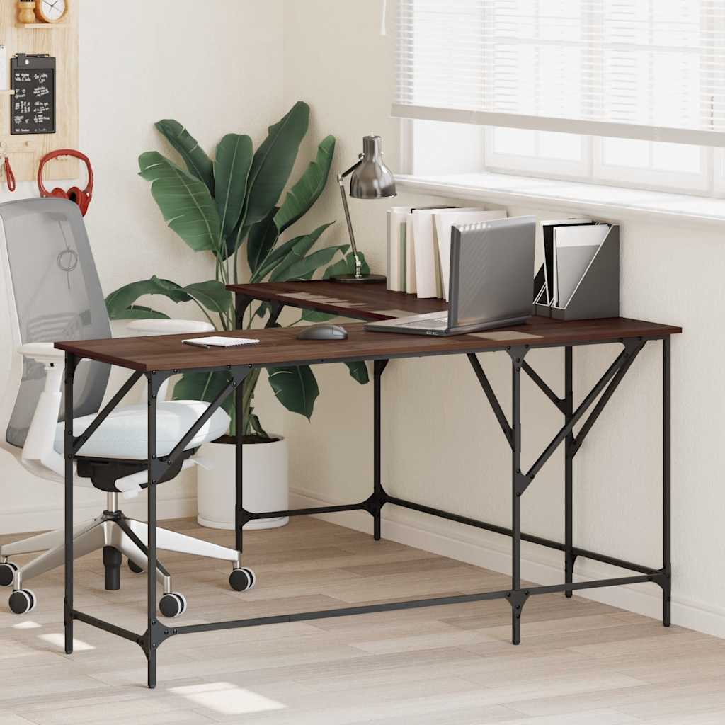 vidaXL Schreibtisch Braun Eichen-Optik 149x149x75 cm Holzwerkstoff