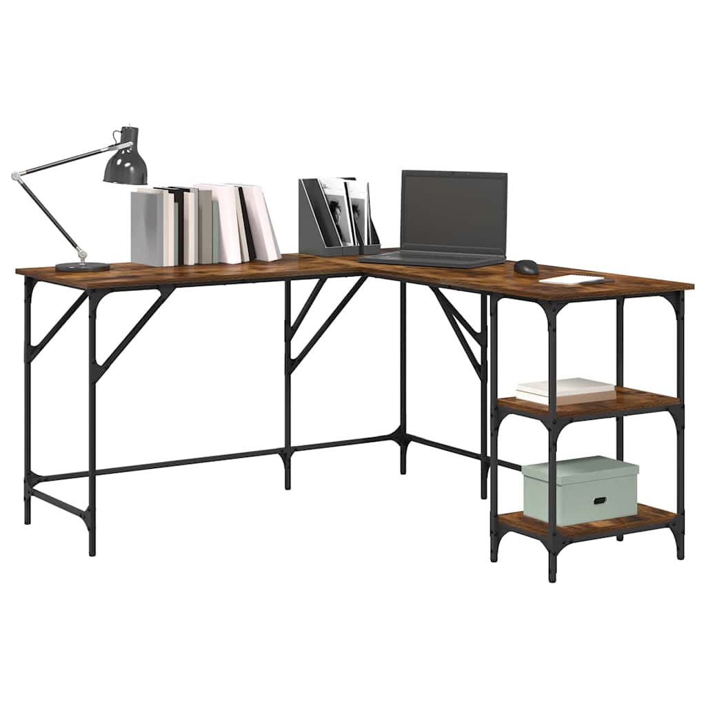 vidaXL Schreibtisch Räuchereiche 139x139x75 cm Holzwerkstoff