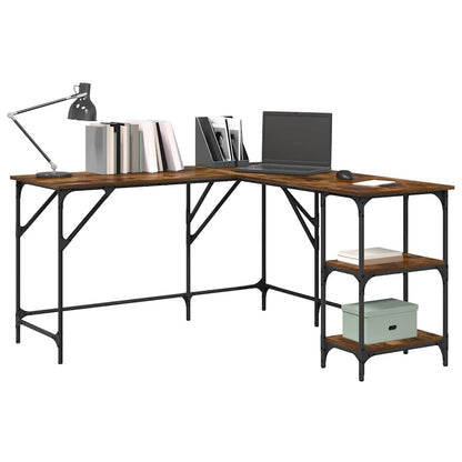 vidaXL Schreibtisch Räuchereiche 139x139x75 cm Holzwerkstoff