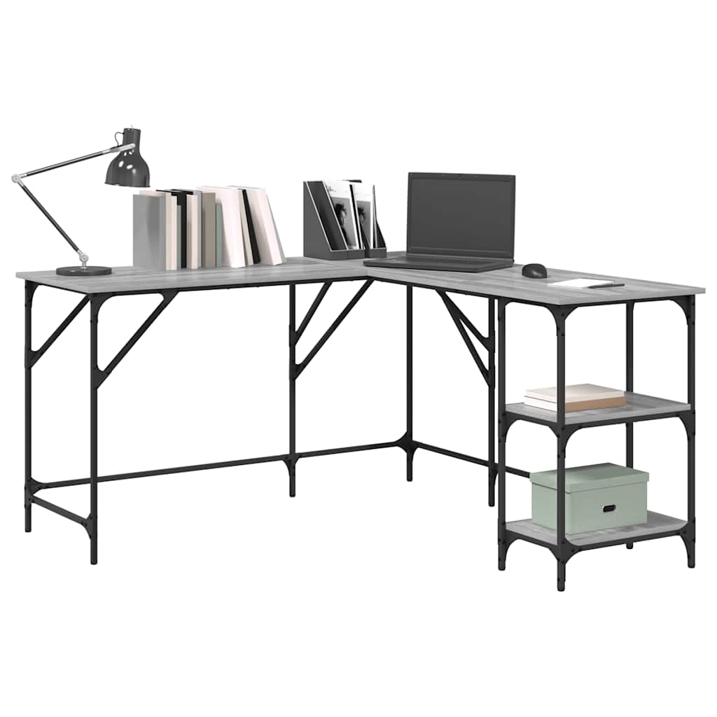 vidaXL Schreibtisch Grau Sonoma 139x139x75 cm Holzwerkstoff