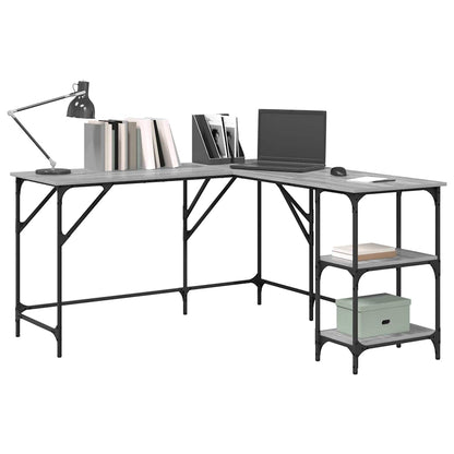 vidaXL Schreibtisch Grau Sonoma 139x139x75 cm Holzwerkstoff
