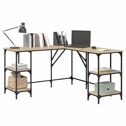 vidaXL Schreibtisch Sonoma-Eiche 139x139x75 cm Holzwerkstoff