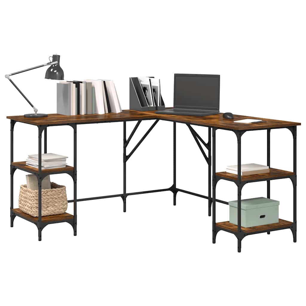 vidaXL Schreibtisch Räuchereiche 139x139x75 cm Holzwerkstoff