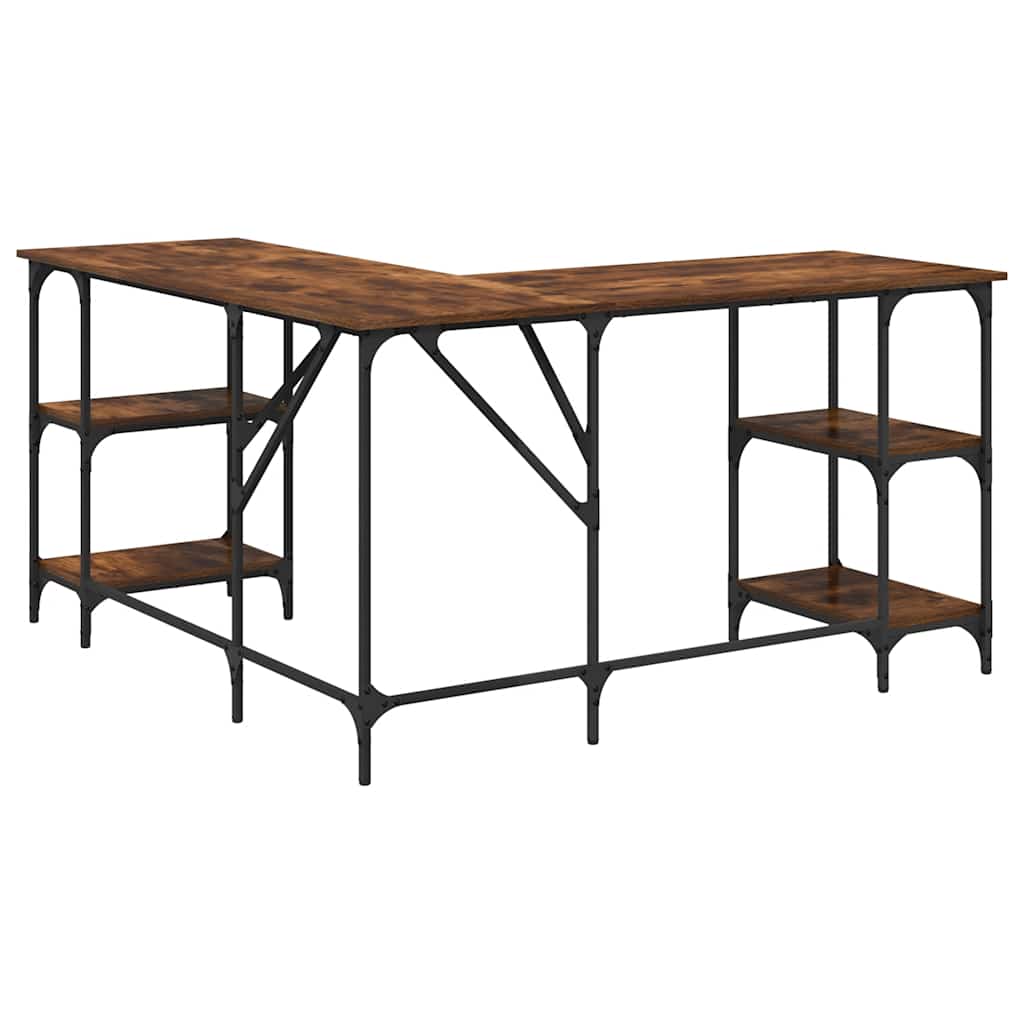 vidaXL Schreibtisch Räuchereiche 139x139x75 cm Holzwerkstoff