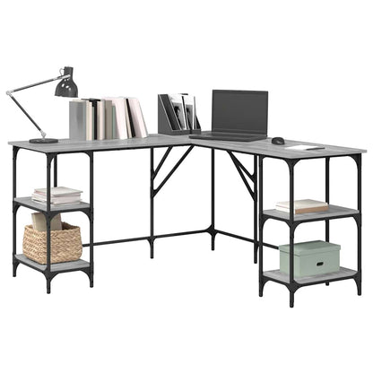 vidaXL Schreibtisch Grau Sonoma 139x139x75 cm Holzwerkstoff