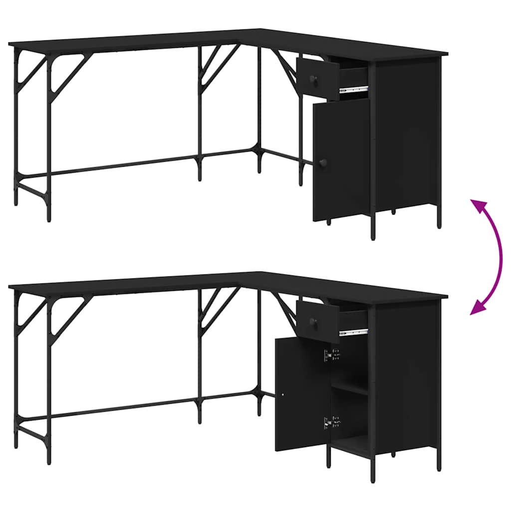 vidaXL Schreibtisch Schwarz 141x141x75 cm Holzwerkstoff