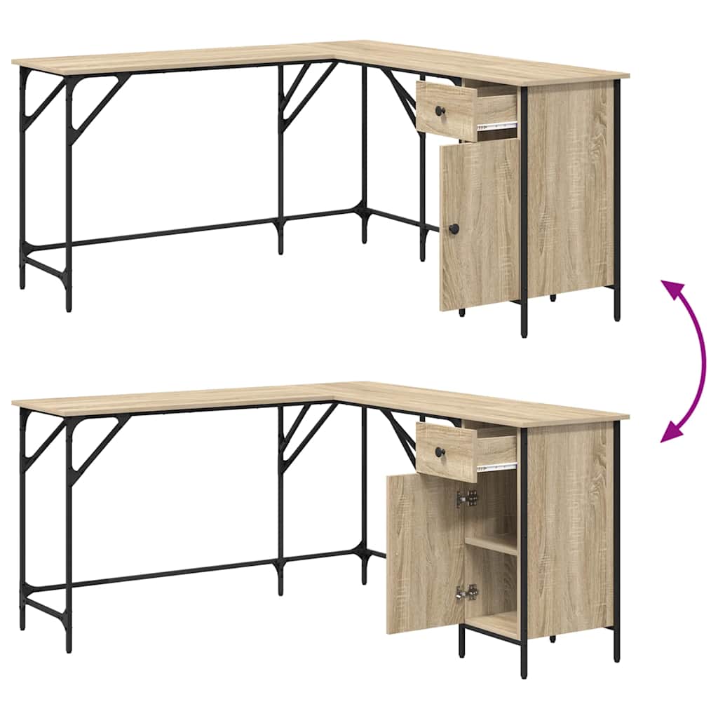 vidaXL Schreibtisch Sonoma-Eiche 141x141x75 cm Holzwerkstoff