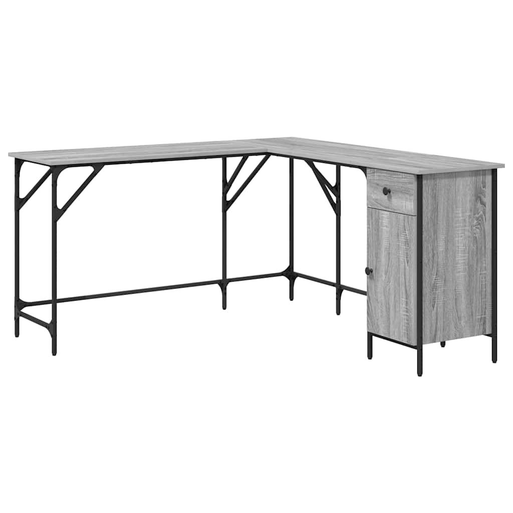 vidaXL Bureau gris Sonoma 141x141x75 cm aggloméré