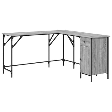 vidaXL Bureau gris Sonoma 141x141x75 cm aggloméré