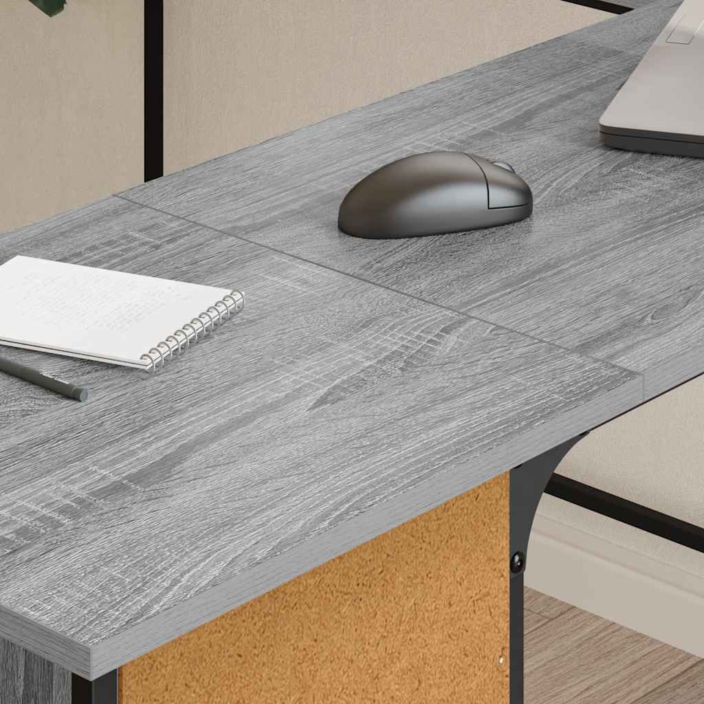 vidaXL Bureau gris Sonoma 141x141x75 cm aggloméré