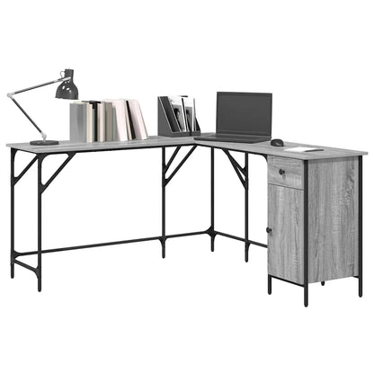 vidaXL Bureau gris Sonoma 141x141x75 cm aggloméré