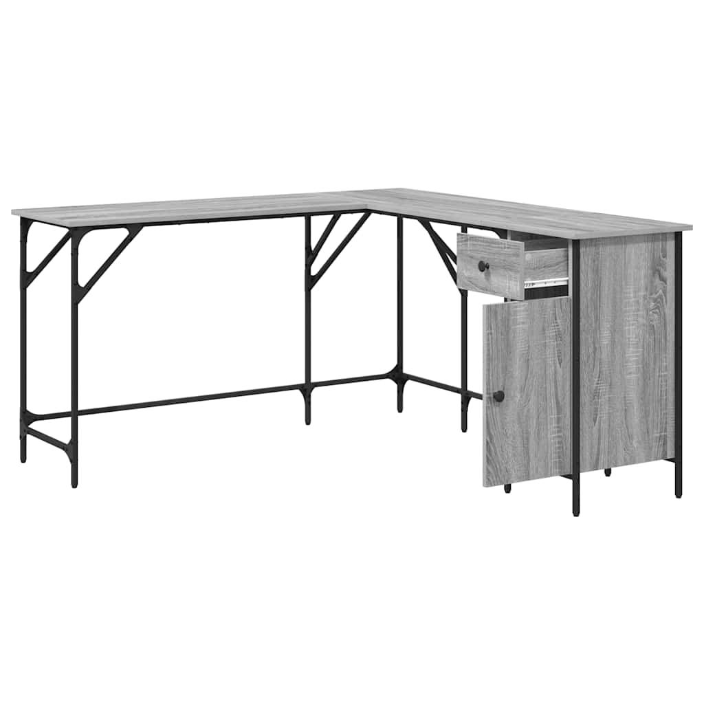 vidaXL Bureau gris Sonoma 141x141x75 cm aggloméré