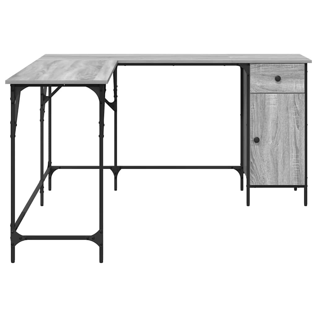 vidaXL Bureau gris Sonoma 141x141x75 cm aggloméré