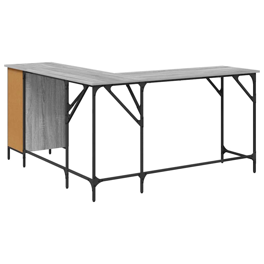 vidaXL Bureau gris Sonoma 141x141x75 cm aggloméré