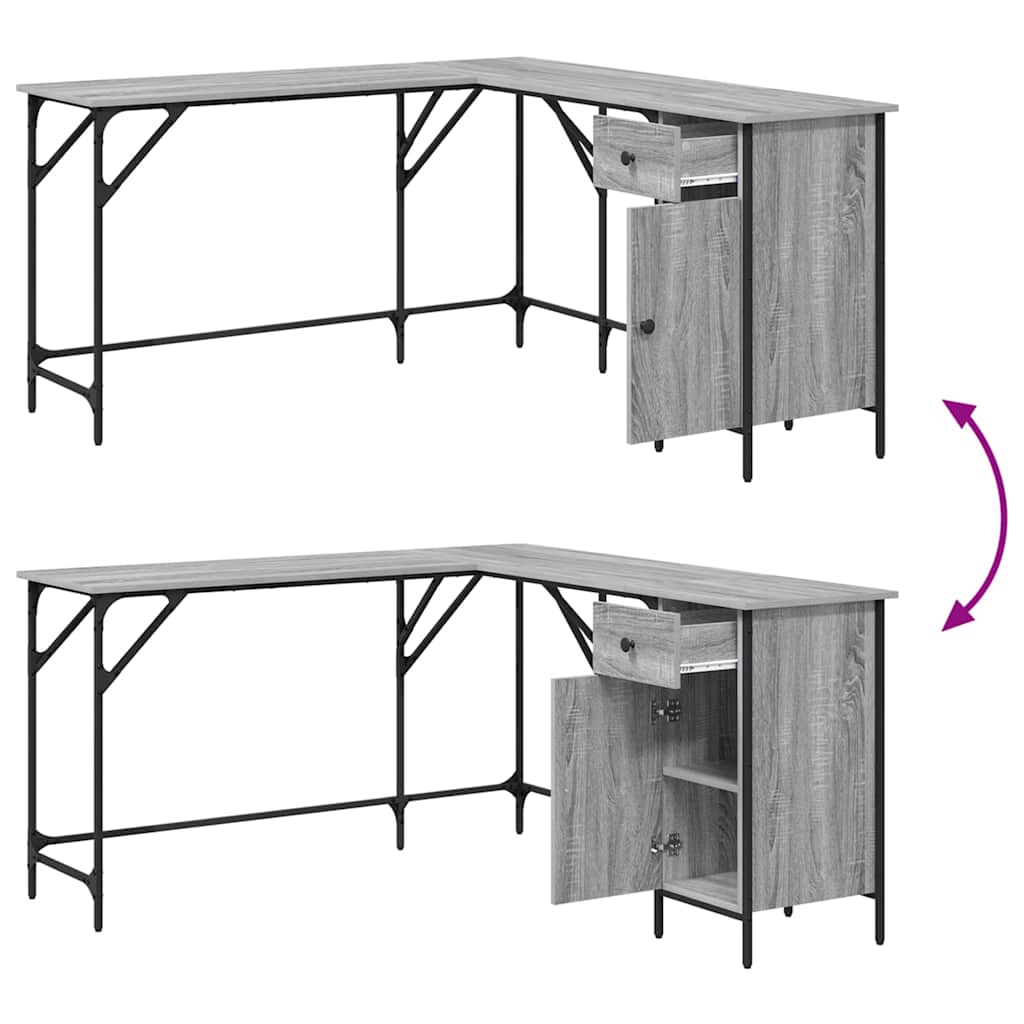 vidaXL Bureau gris Sonoma 141x141x75 cm aggloméré
