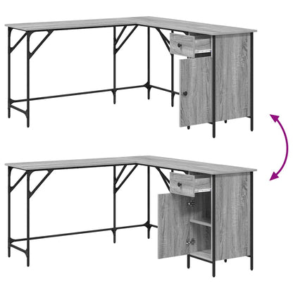 vidaXL Bureau gris Sonoma 141x141x75 cm aggloméré