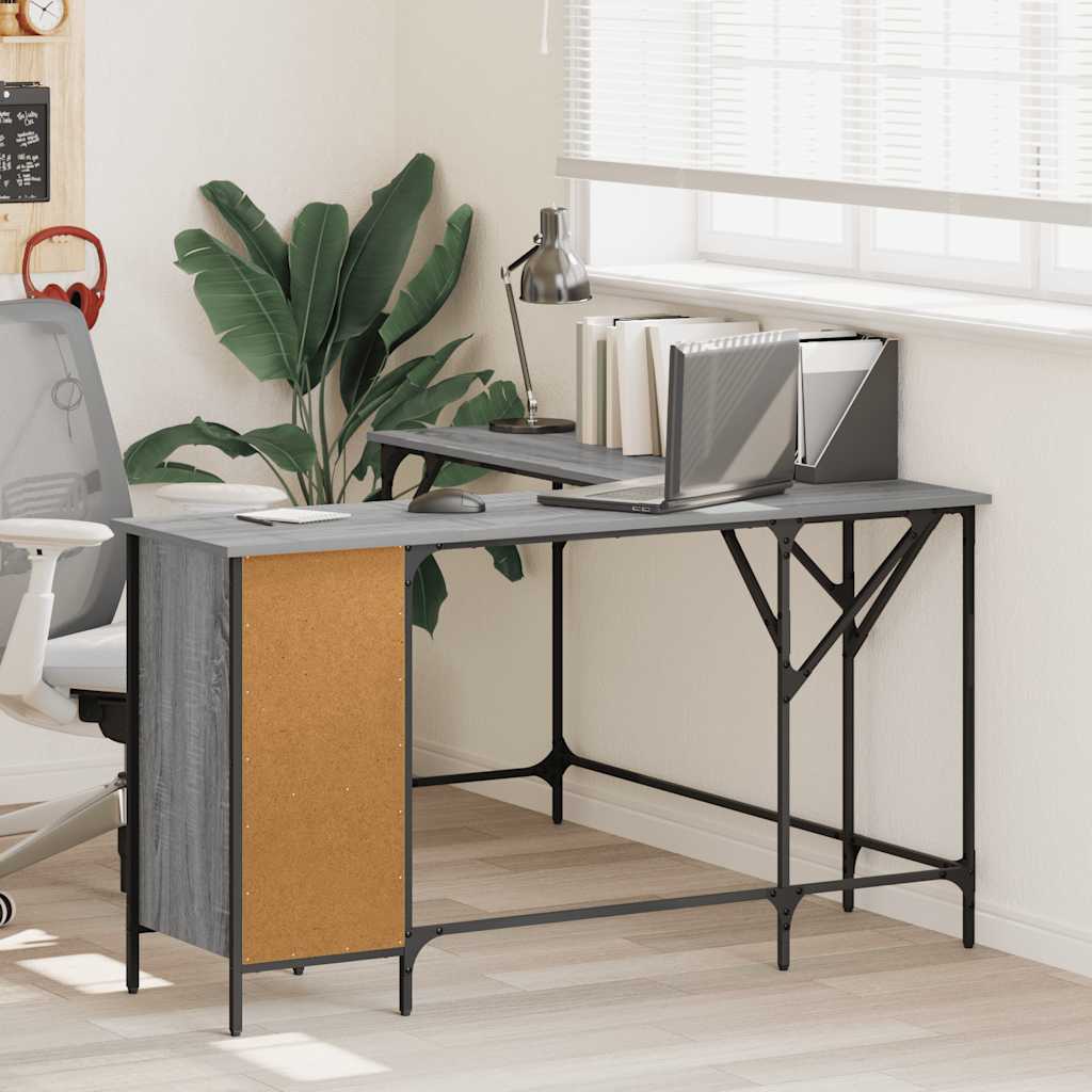 vidaXL Bureau gris Sonoma 141x141x75 cm aggloméré