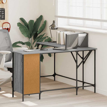 vidaXL Bureau gris Sonoma 141x141x75 cm aggloméré
