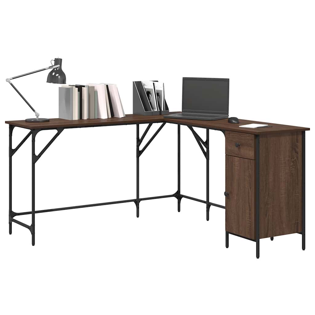 vidaXL Schreibtisch Braun Eichen-Optik 141x141x75 cm Holzwerkstoff