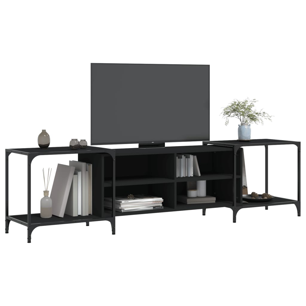 vidaXL TV-Schrank Schwarz 203x37x50 cm Holzwerkstoff
