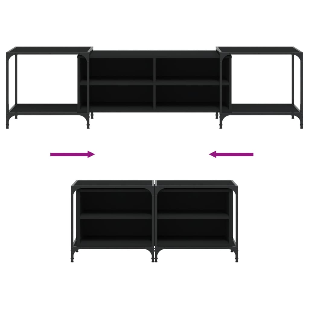 vidaXL TV-Schrank Schwarz 203x37x50 cm Holzwerkstoff