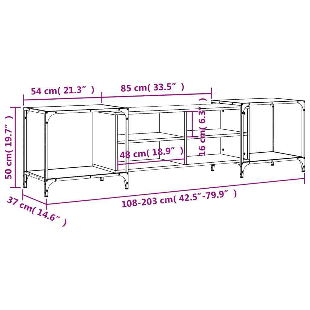 vidaXL TV-Schrank Schwarz 203x37x50 cm Holzwerkstoff