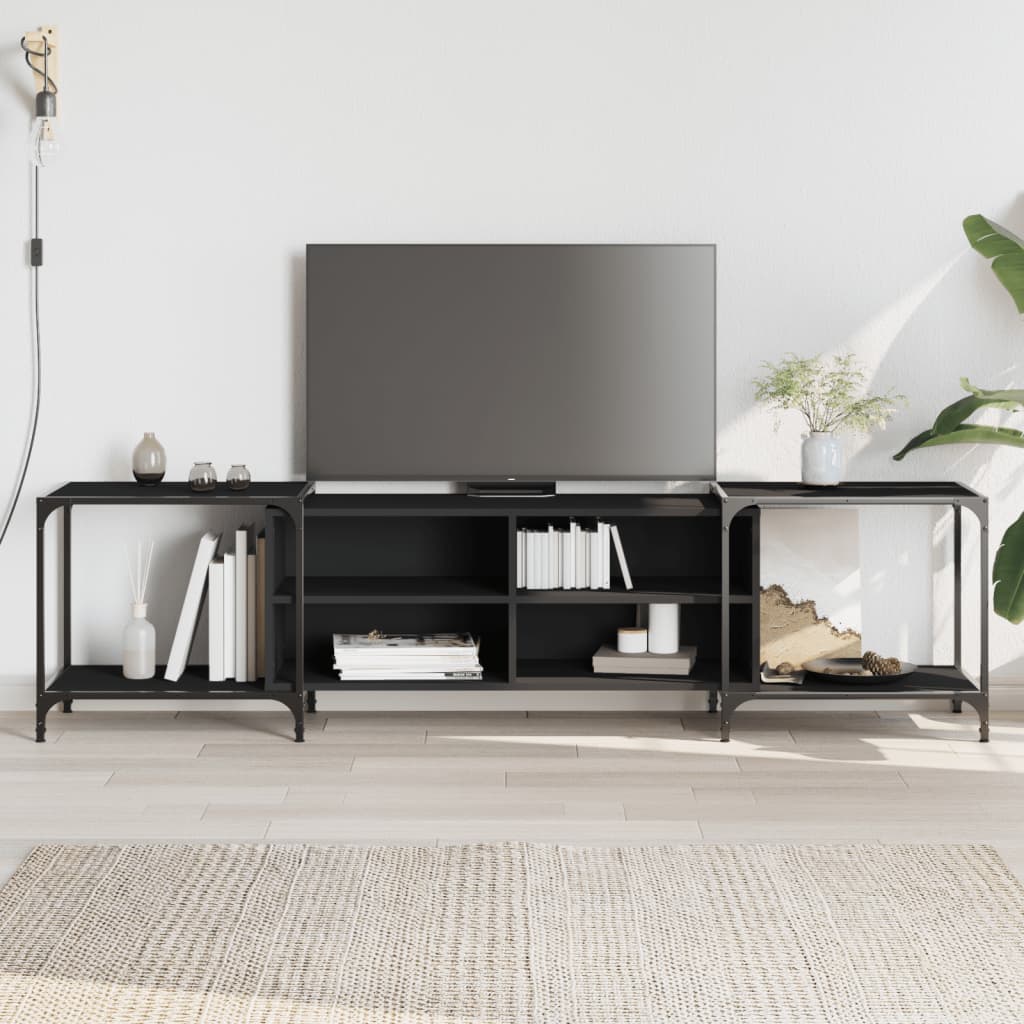 vidaXL TV-Schrank Schwarz 203x37x50 cm Holzwerkstoff