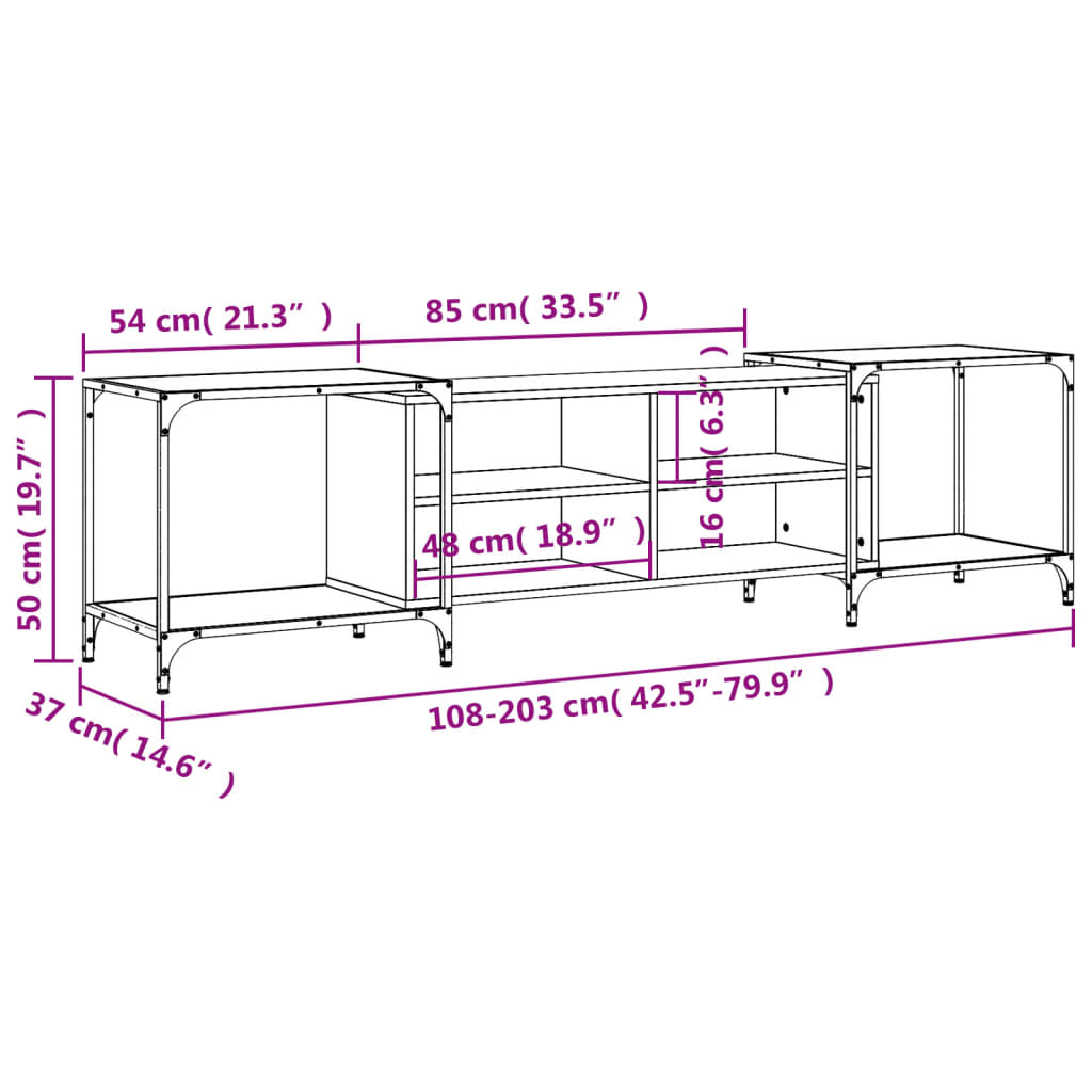 vidaXL TV-Schrank Räuchereiche 203x37x50 cm Holzwerkstoff