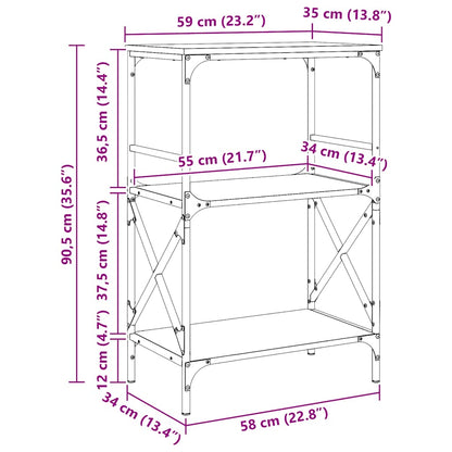 vidaXL Bücherregal 3 Böden Braun Eiche 59x35x90,5 cm Holzwerkstoff