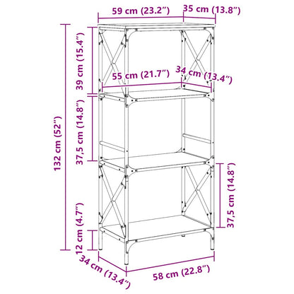 vidaXL Bücherregal 4 Böden Sonoma-Eiche 59x35x132 cm Holzwerkstoff