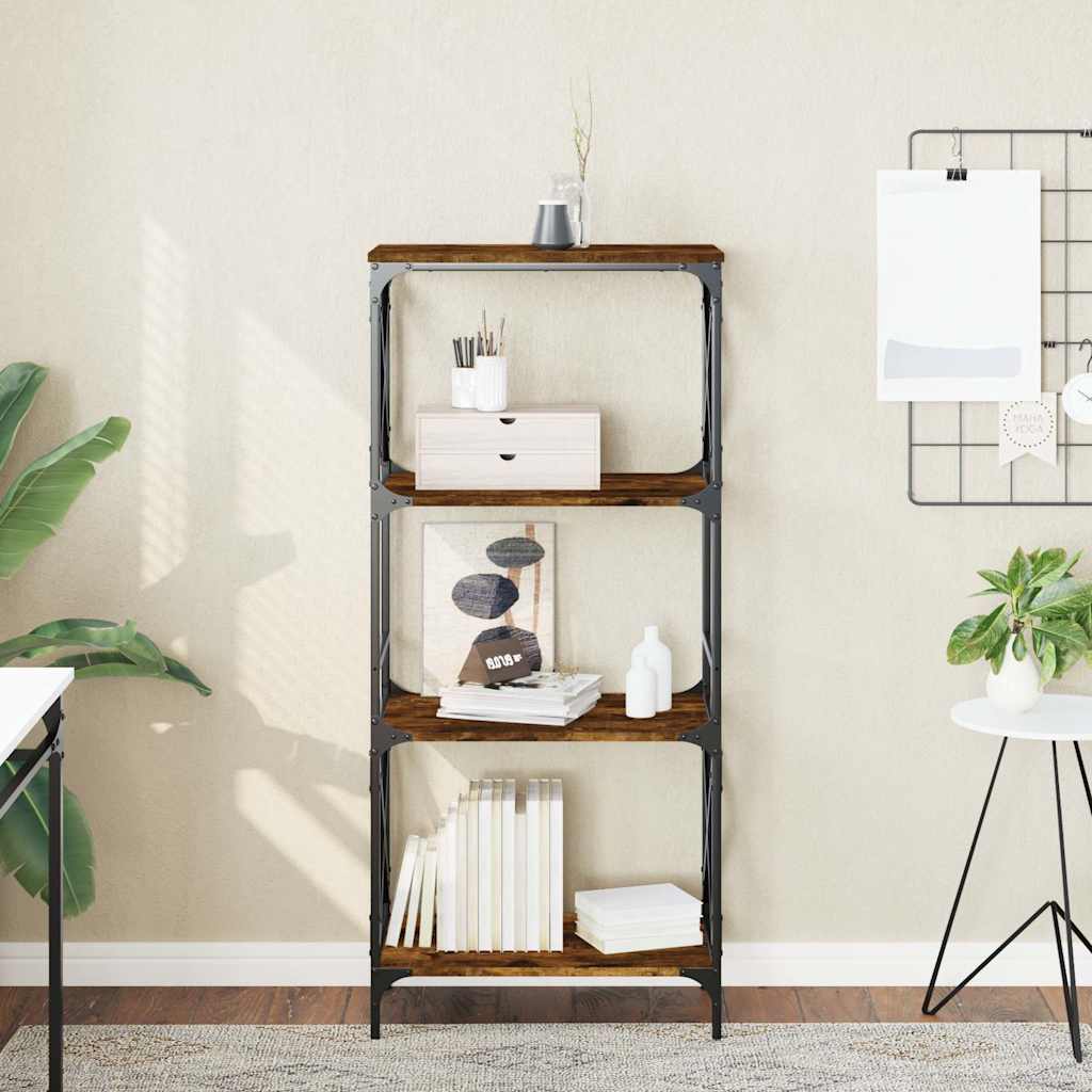 vidaXL Étagère à 4 niveaux en chêne fumé 59x35x132 cm Bois d'ingénierie