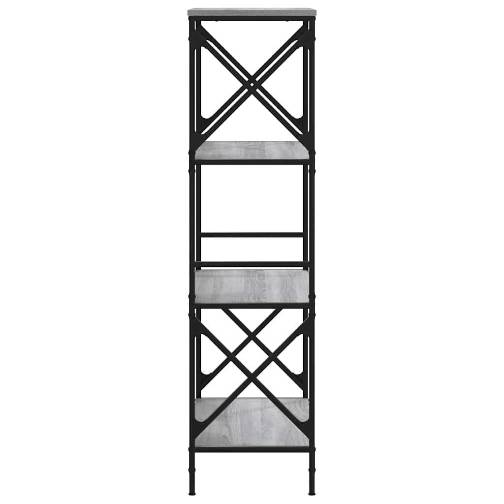 vidaXL Bücherregal 4 Böden Grau Sonoma 59x35x132 cm Holzwerkstoff