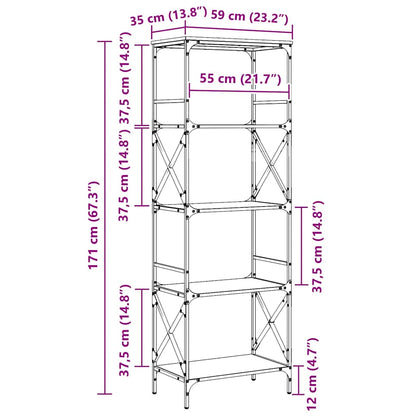 vidaXL Bücherregal 5 Böden Schwarz 59x35x171 cm Holzwerkstoff