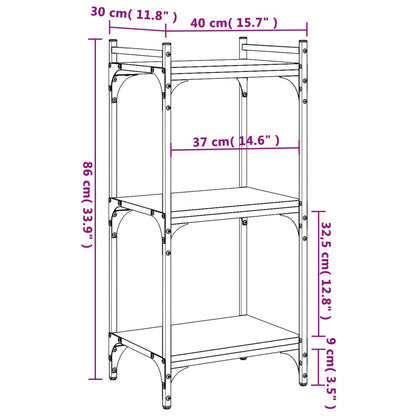 vidaXL Bücherregal 3 Böden Grau Sonoma 40x30x86 cm Holzwerkstoff