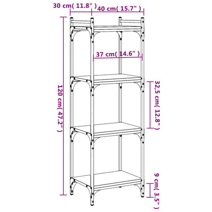 vidaXL Bücherregal 4 Böden Schwarz 40x30x120 cm Holzwerkstoff