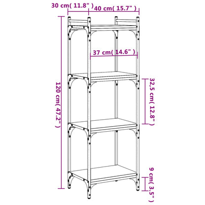vidaXL Bücherregal 4 Böden Braun Eiche-Optik 40x30x120cm Holzwerkstoff