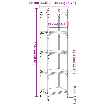 vidaXL Bücherregal 5 Böden Räuchereiche 40x30x154 cm Holzwerkstoff
