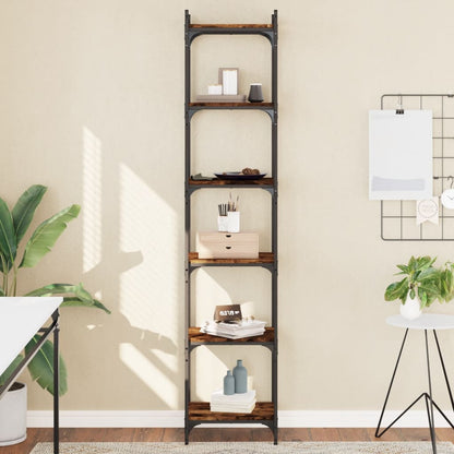 vidaXL Bücherregal 6 Böden Räuchereiche 40x30x188 cm Holzwerkstoff