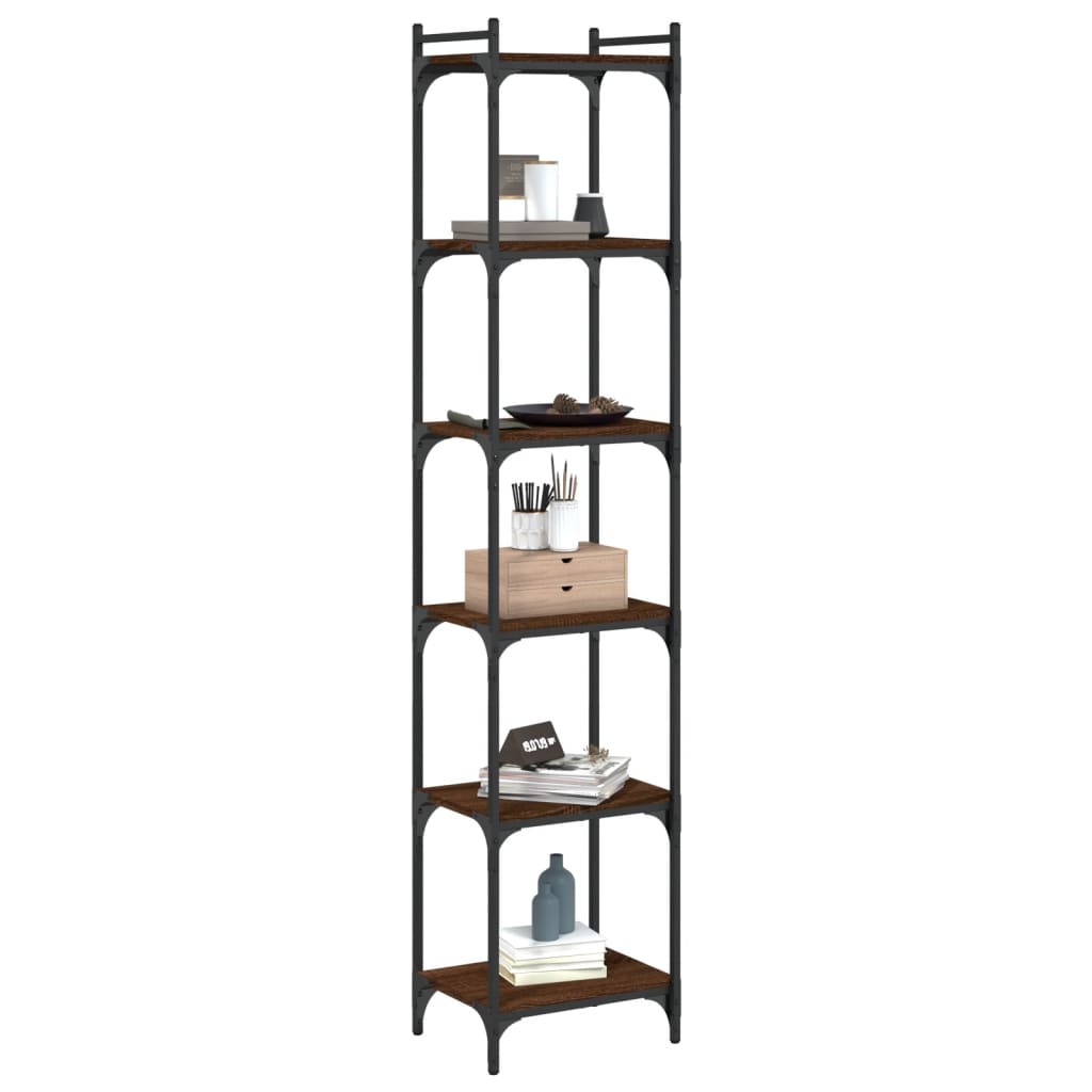 vidaXL Bücherregal 6 Böden Braun Eiche-Optik 40x30x188cm Holzwerkstoff