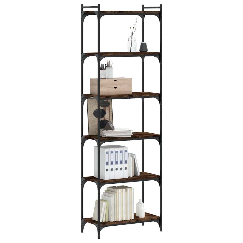 vidaXL Bücherregal 6 Böden Räuchereiche 60x30x188 cm Holzwerkstoff