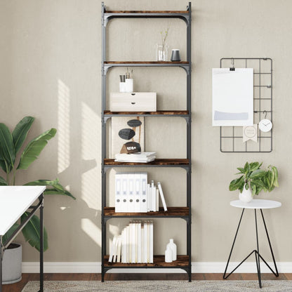 vidaXL Bücherregal 6 Böden Räuchereiche 60x30x188 cm Holzwerkstoff