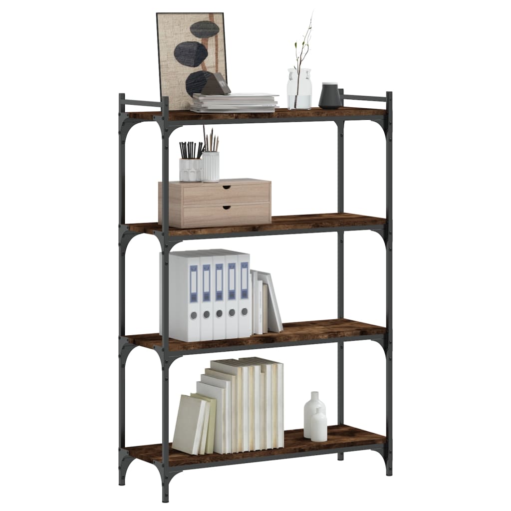 vidaXL Bücherregal 4 Böden Räuchereiche 80x30x120 cm Holzwerkstoff