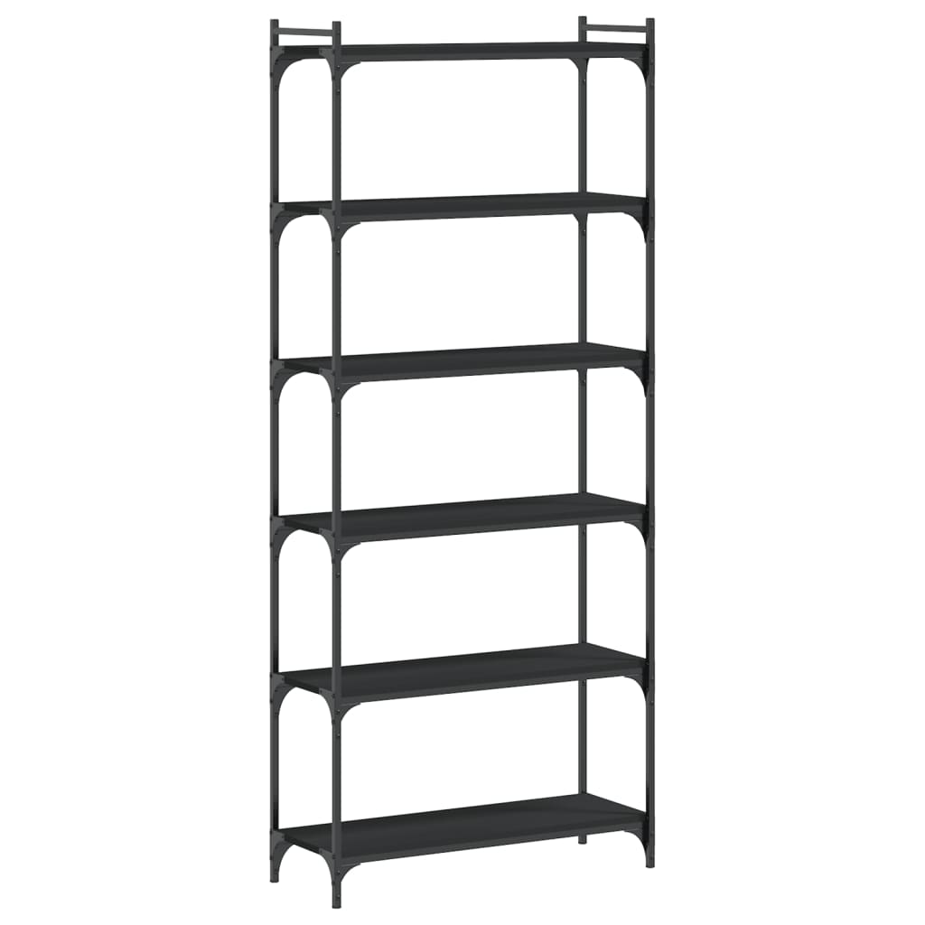 vidaXL Bücherregal 6 Böden Schwarz 80x30x188 cm Holzwerkstoff