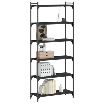 vidaXL Bücherregal 6 Böden Schwarz 80x30x188 cm Holzwerkstoff