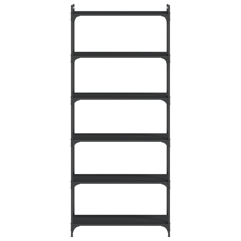 vidaXL Bücherregal 6 Böden Schwarz 80x30x188 cm Holzwerkstoff