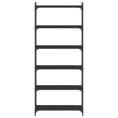 vidaXL Bücherregal 6 Böden Schwarz 80x30x188 cm Holzwerkstoff